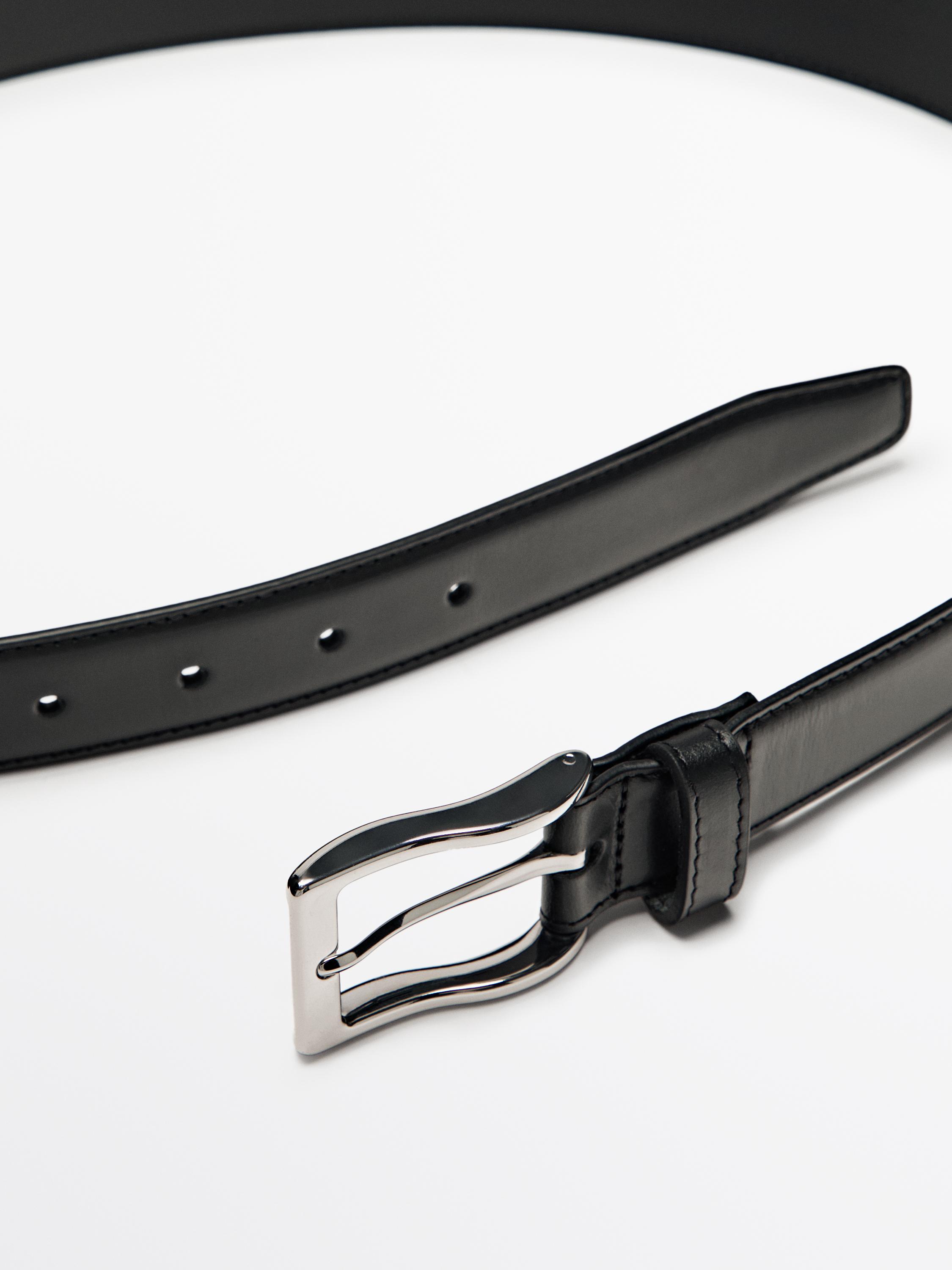Smart nappa leather belt with topstitching
